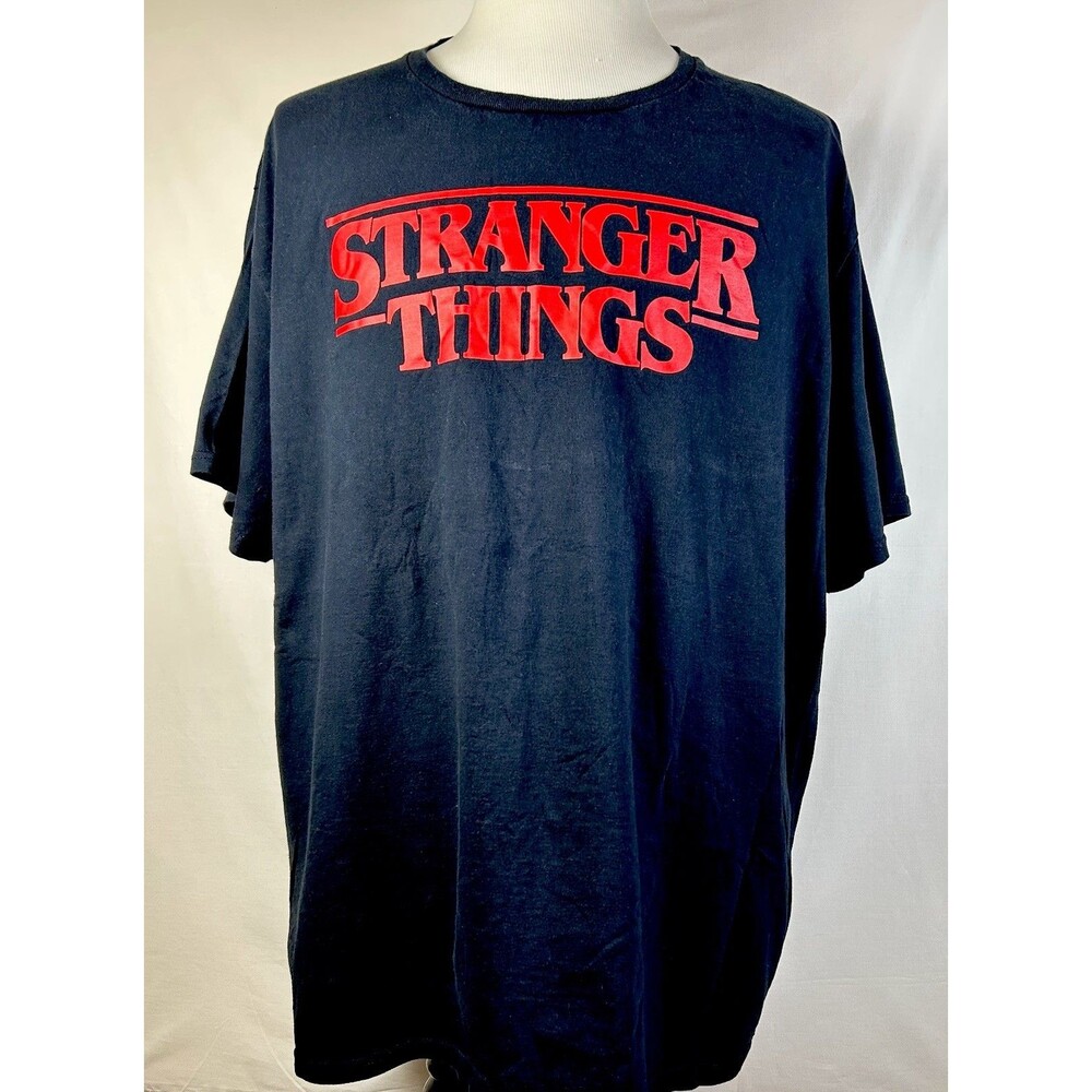Stranger Things Netflix Logo T-Shirt Black Red Graphic Tee Mens 3XL 100% Cotton